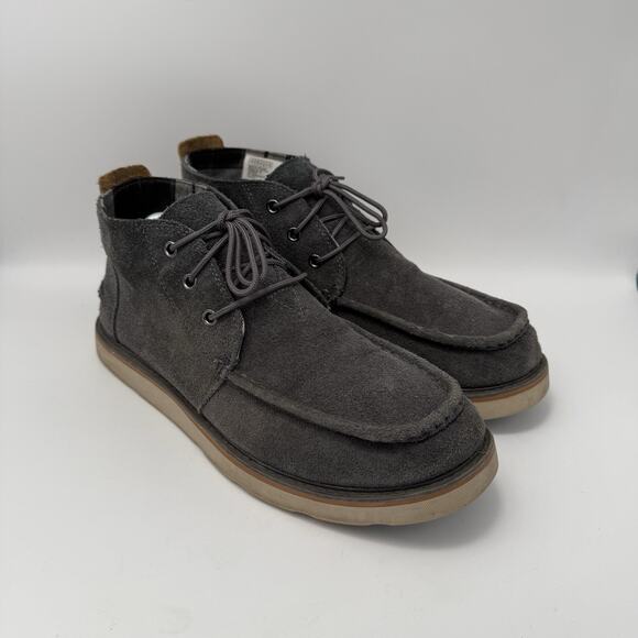 Toms Navi Moc Chukka Boots Mens Size 11 Gray Suede Leather Casual Lace Up Ankle